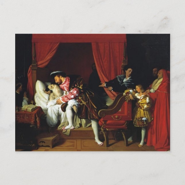 Jean Auguste Ingres- Death of Leonardo da Vinci Postcard (Front)