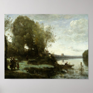 Jean-Baptiste-Camille Corot - River with a Distant Poster