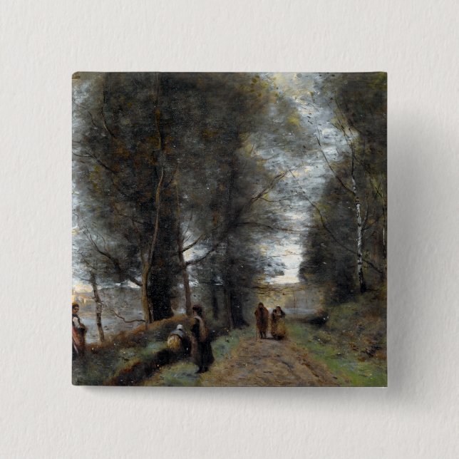Jean-Baptiste-Camille Corot Ville d'Avray 2 Inch Square Button (Front)
