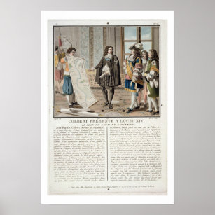 Jean Baptiste Colbert (1619-83) presents the map o Poster