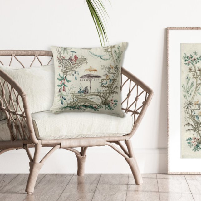 Jean-Baptiste Pillement Vintage Chinoiserie Art Throw Pillow (Creator Uploaded)