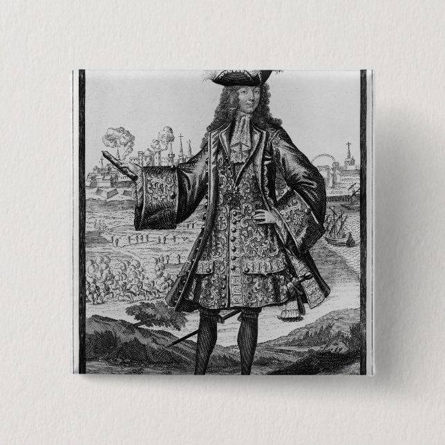 Jean Bernard Desjean  Baron de Pointis 2 Inch Square Button (Front)