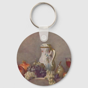 Jean Chardin- Still life with porcelain teapot Keychain