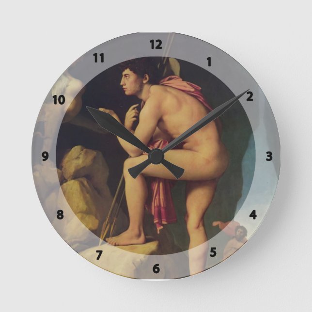 Jean Dominique Ingres- Oedipus and the Sphinx Round Clock (Front)