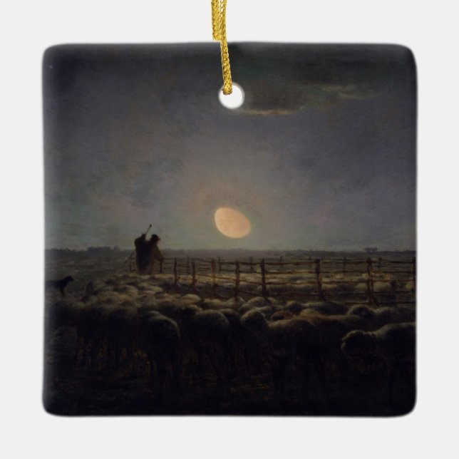 Jean-Francois Millet - Sheepfold, Moonlight 1860 Ceramic Ornament (Front)