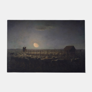 Jean-Francois Millet - Sheepfold, Moonlight 1860 Doormat
