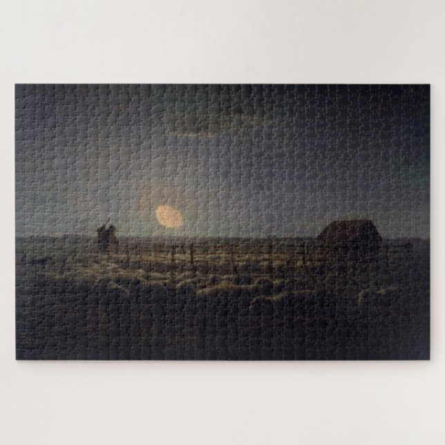 Jean-Francois Millet - Sheepfold, Moonlight 1860 Jigsaw Puzzle (Horizontal)