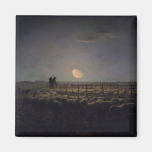 Jean-Francois Millet - Sheepfold, Moonlight 1860 Magnet