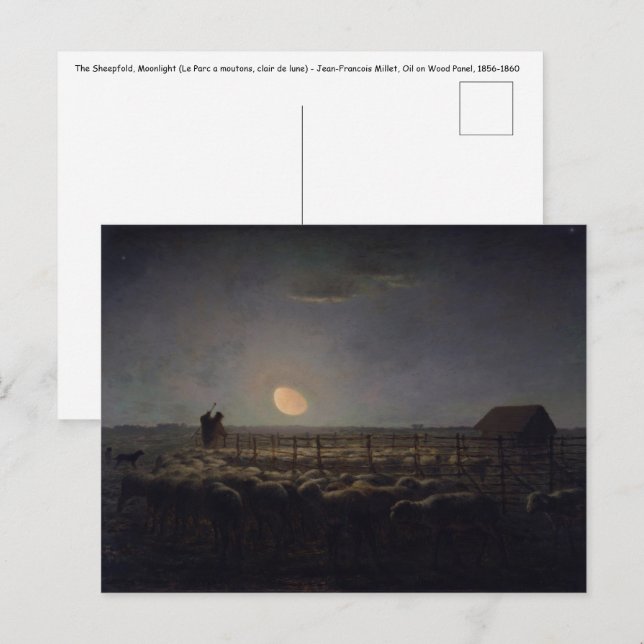 Jean-Francois Millet - Sheepfold, Moonlight 1860 Postcard (Front/Back)
