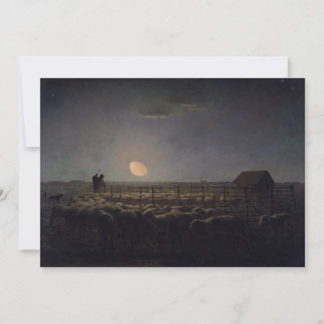 Jean-Francois Millet - Sheepfold, Moonlight 1860 Thank You Card (Front)