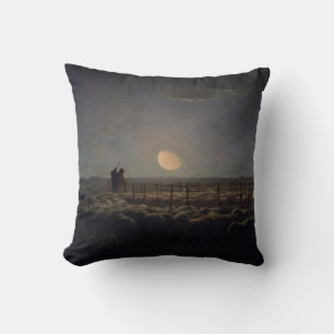 Jean-Francois Millet - Sheepfold, Moonlight 1860 Throw Pillow