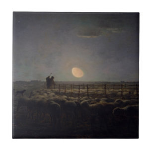Jean-Francois Millet - Sheepfold, Moonlight 1860 Tile