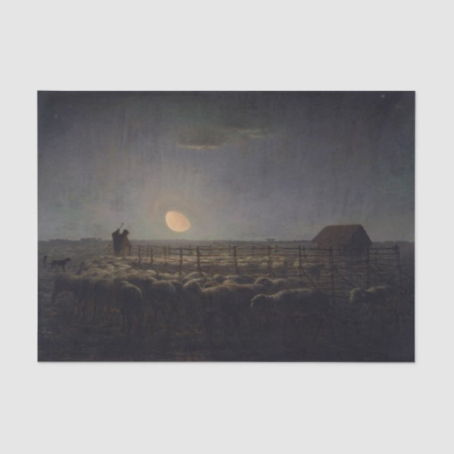 Jean-Francois Millet - Sheepfold, Moonlight 1860 Tissue Paper (Front)