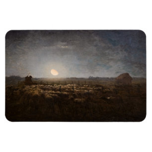 Jean-Francois Millet - Sheepfold, Moonlight 1872 Magnet