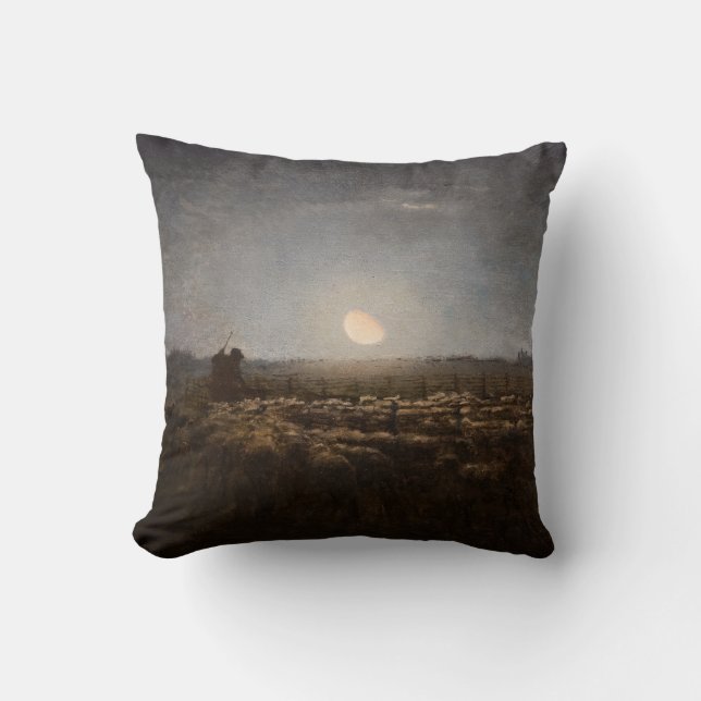 Jean-Francois Millet - Sheepfold, Moonlight 1872 Throw Pillow (Front)