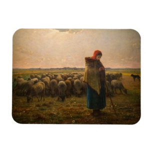 Jean-Francois Millet - Shepherdess and Flock 1863 Magnet