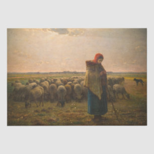 Jean-Francois Millet - Shepherdess and Flock 1863 Tissue Paper