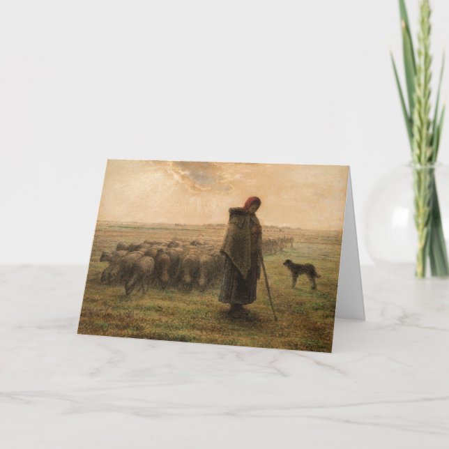 Jean-Francois Millet - Shepherdess and Flock 1865 Card (Front)