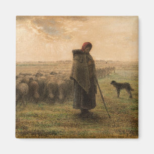 Jean-Francois Millet - Shepherdess and Flock 1865 Magnet