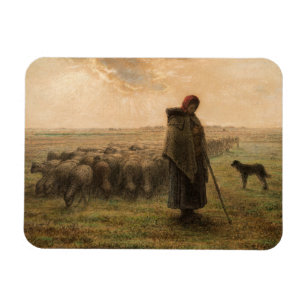 Jean-Francois Millet - Shepherdess and Flock 1865 Magnet