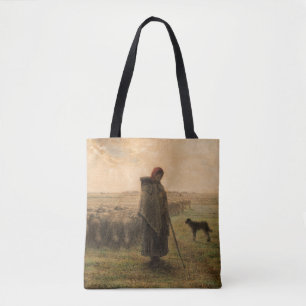 Jean-Francois Millet - Shepherdess and Flock 1865 Tote Bag