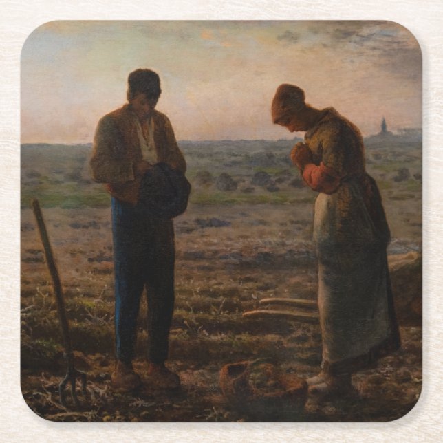 Jean-Francois Millet - The Angelus Square Paper Coaster (Front)