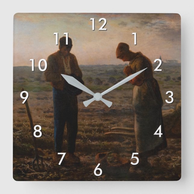 Jean-Francois Millet - The Angelus Square Wall Clock (Front)
