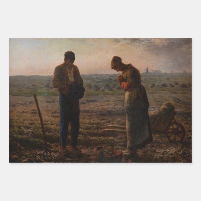 Jean-Francois Millet - The Angelus Wrapping Paper Sheet (Front)