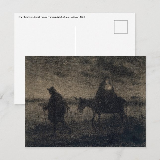 Jean-Francois Millet - The Flight Into Egypt Postcard (Front/Back)