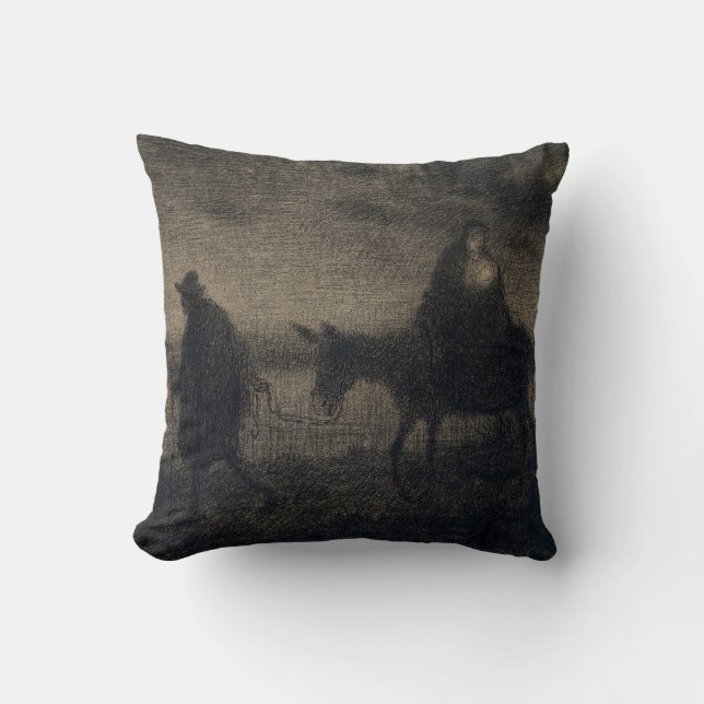 Jean-Francois Millet - The Flight Into Egypt Throw Pillow (Front)