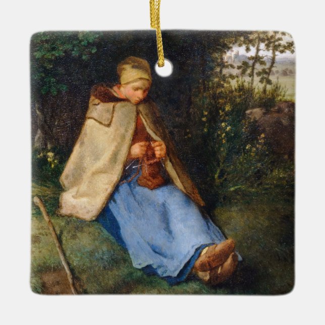 Jean-Francois Millet - The Knitter Ceramic Ornament (Front)