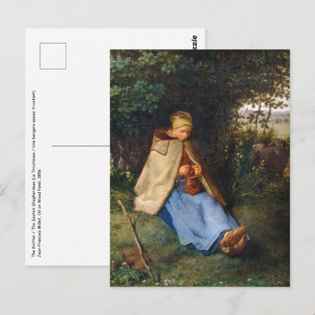 Jean-Francois Millet - The Knitter Postcard (Front/Back)