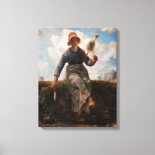Jean-Francois Millet - The Spinner Girl Canvas Print