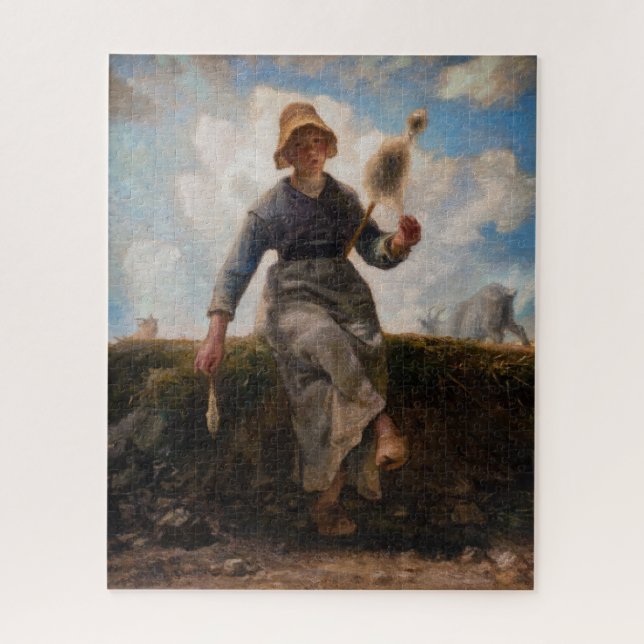 Jean-Francois Millet - The Spinner Girl Jigsaw Puzzle (Vertical)
