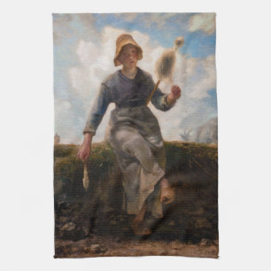 Jean-Francois Millet - The Spinner Girl Kitchen Towel