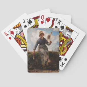 Jean-Francois Millet - The Spinner Girl Playing Cards