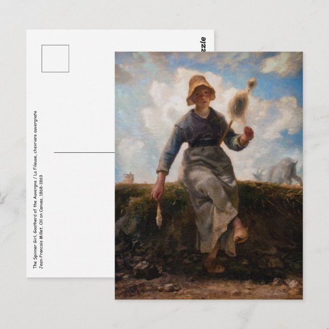 Jean-Francois Millet - The Spinner Girl Postcard (Front/Back)