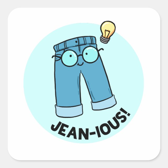 Jean-ious Denim Pants Pun Sticker (Front)