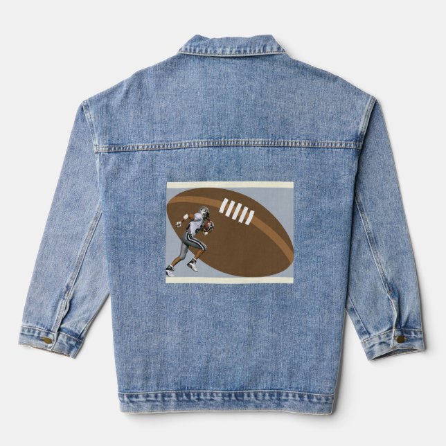 Jean Jacket avec Football Player et Football (Verso)