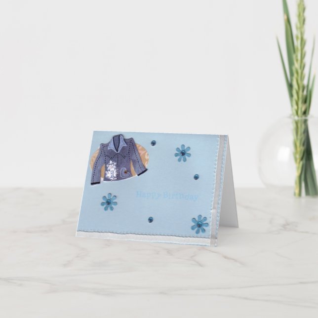 Jean Jacket Birthday Girly Card (Front)