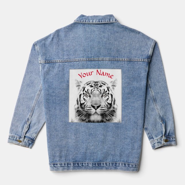 JEAN JACKET NOM PERSONNALISÉ TIGRE NOIR ET BLANC (Verso)