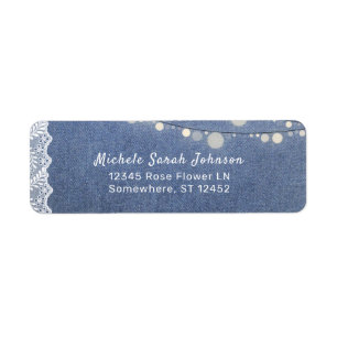 Jean Lace & String Lights Return Address