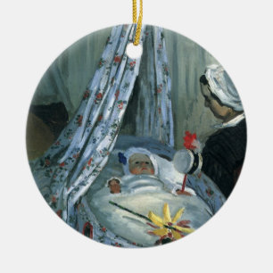 Jean Monet in His Cradle by Claude Monet Ceramic Ornament