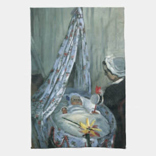 Jean Monet in His Cradle by Claude Monet Kitchen Towel