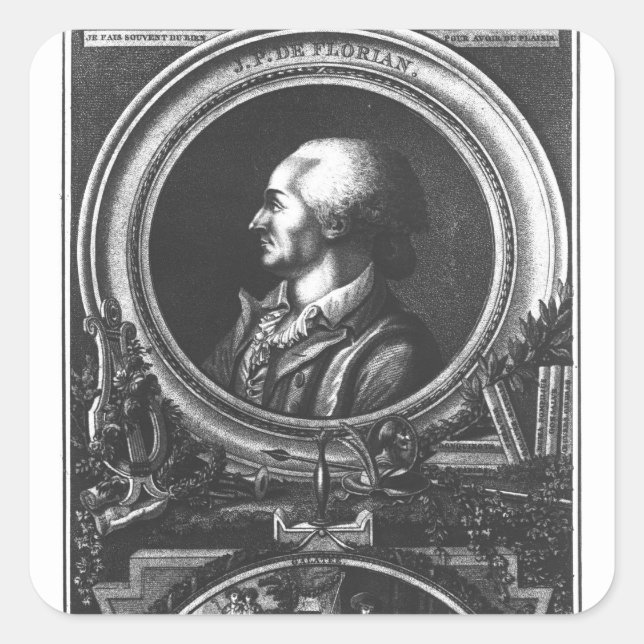 Jean-Pierre Claris de Florian Square Sticker (Front)