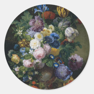 Jean-Pierre-Xavier Bidauld Still Life With Tulips Classic Round Sticker