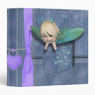 Jean Pocket Blue Green Fairy Binder