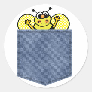 Jean Pocket Bumble Bee Classic Round Sticker