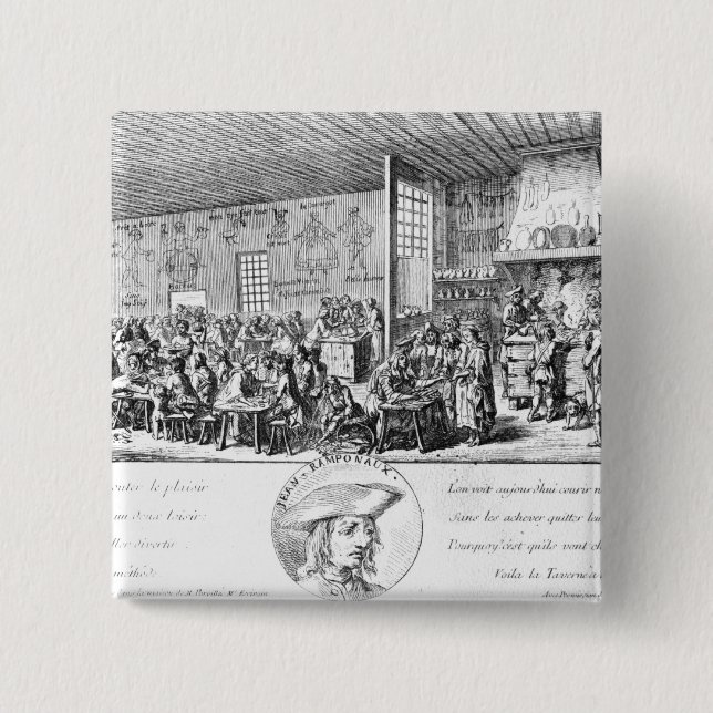 Jean Ramponneau's Tavern 2 Inch Square Button (Front)