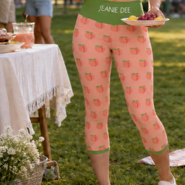 JEANIE DEE "PEACH TREE" - HIGH WAISTED CAPRI PANTS (Our Leggings: JEANIE DEE "PEACH TREE"; Customize with Your OWN Text)